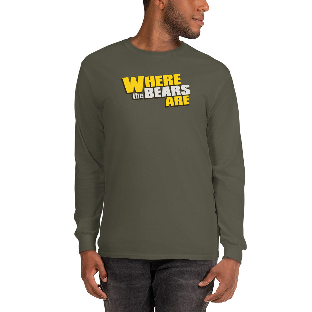 'Where The Bears Are' Large Logo Men’s Long Sleeve Shirt